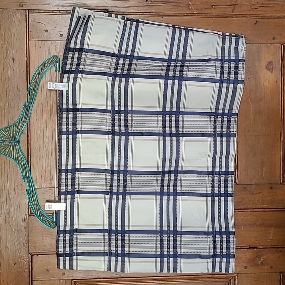 Vermont Country Store Valances (2) Navy/Wht/Beige Plaid, Farmhouse
